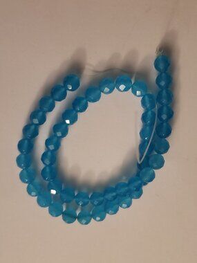 Blue Round Faceted Beads Strand of Beads Crafting 15"